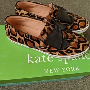 Kate Spade Leopard Print Bow Fur Sneaker Flats